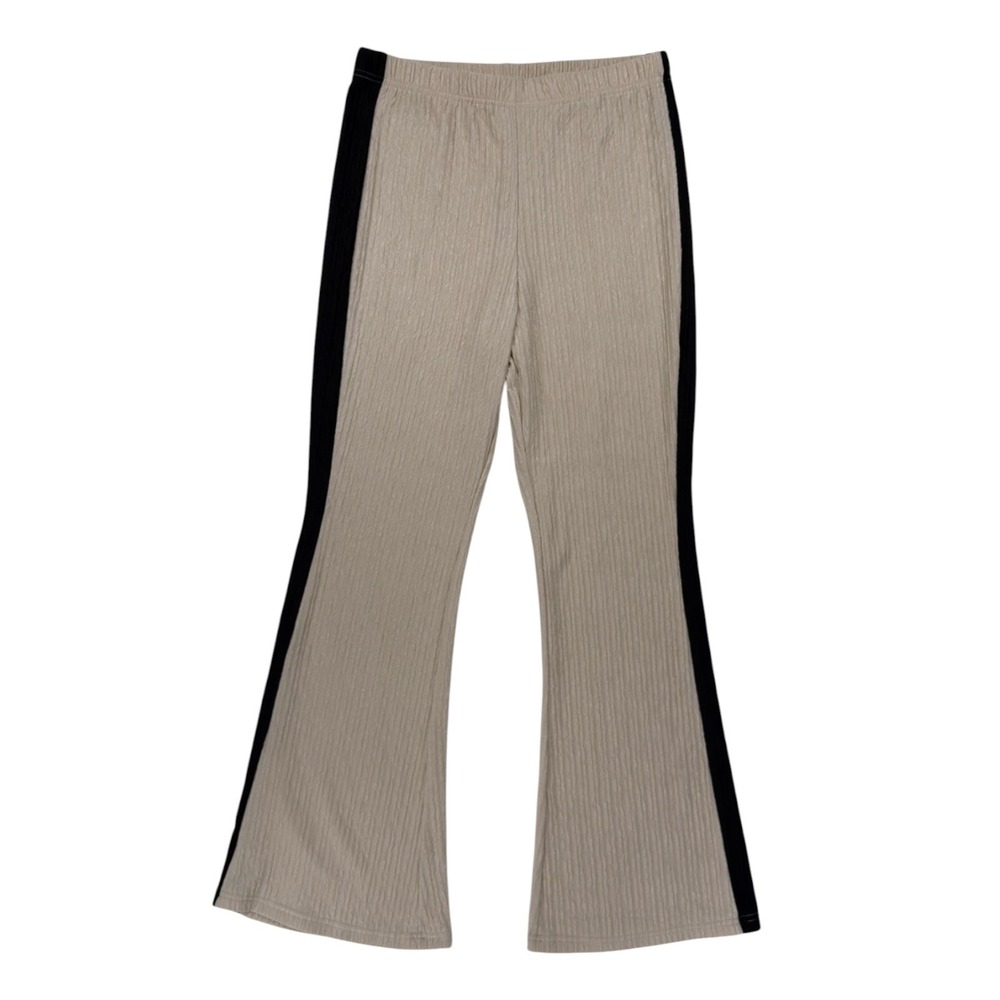 Asymmetrical Textured 2-Piece Set Women S Beige Black Flare - Picture 6 of 10